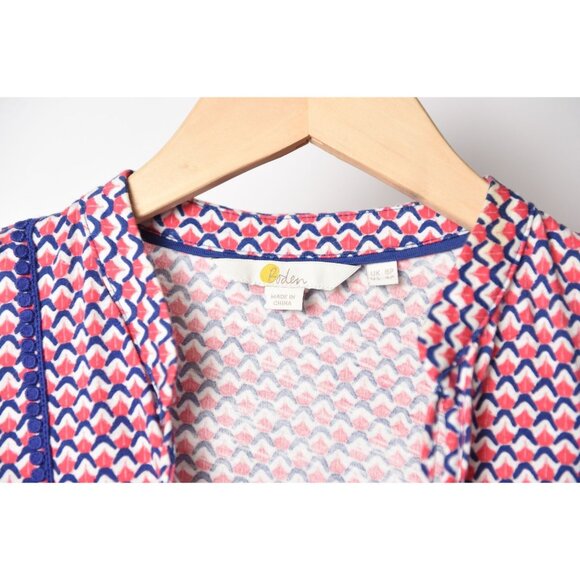 Boden Women Bohemian Geometric Lightweight Peasant Modest Top Size 4P - Picture 5 of 10